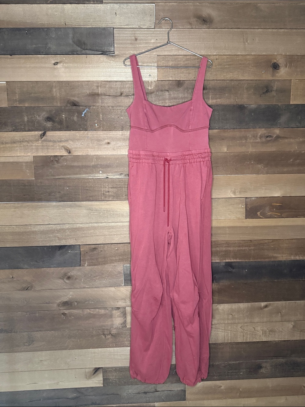 Free People Sleeveless Drawstring Jumpsuit in Dusty Rose